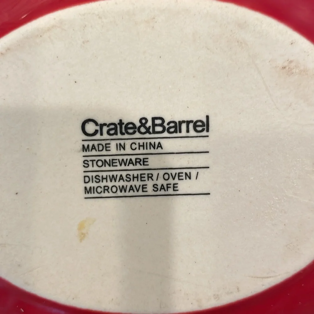 Crate & Barrel Stoneware Red Baking Casserole Dish Handled 6.5 Inches Long